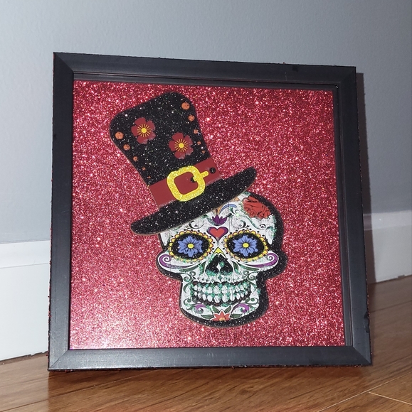 Red Sugar Skull wall hanger - Picture 1 of 2